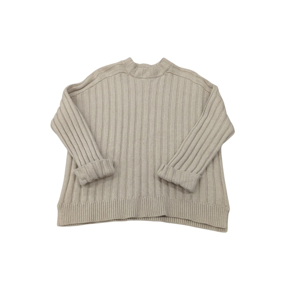 BRUNELLO CUCINELLI Taupe Beige Wool Cashmere Silk Ribbed Knit Sweater M 35NM04